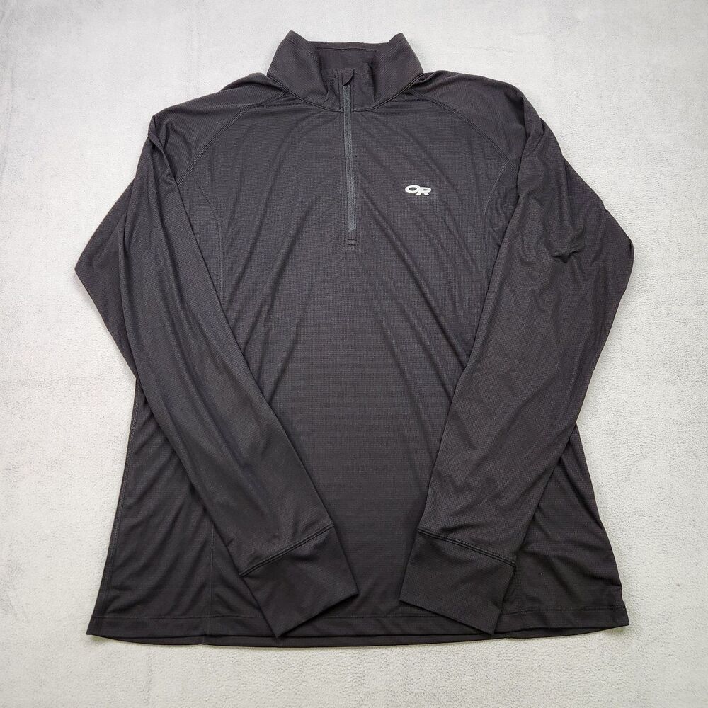 Outdoor Research Echo Quarter 1/4 Zip Men XL Black Base Layer UPF Hiking Running